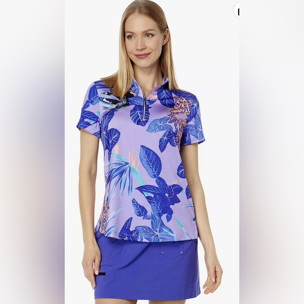 Jamie Sadock Women' Savannah Print Golf 1/4 Zip Golf Polo  Sz Small MSRP $95